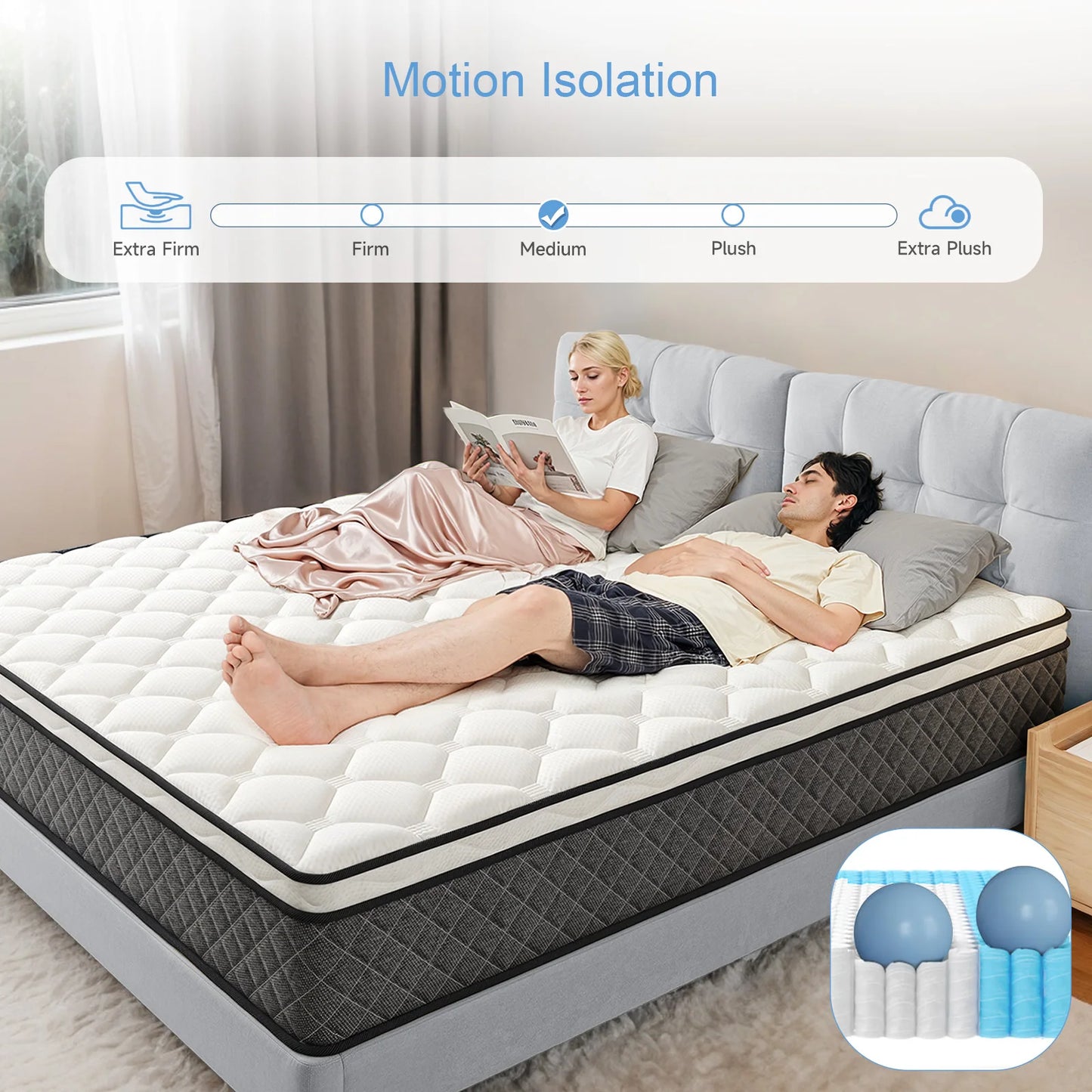 Twin Mattress,10 Inch Hybrid Mattress in a Box with Memory Foam,Motion Isolation Individually Wrapped Pocket Coils Mattress